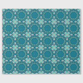 Blue Aqua Mandala Rosette Retro Hippie Geschenkpapier (Flach)