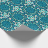Blue Aqua Mandala Rosette Retro Hippie Geschenkpapier (Ecke)