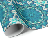 Blue Aqua Mandala Rosette Retro Hippie Geschenkpapier (Rolleneckpunkt)