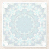 Blue Aqua Mandala Rosette Retro Hippie Glasuntersetzer (Rückseite)