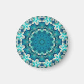 Blue Aqua Mandala Rosette Retro Hippie Magnet (Vorne)