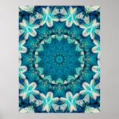 Blue Aqua Mandala Rosette Retro Hippie Poster (Vorne)
