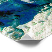 Blue Aqua Mandala Rosette Retro Hippie Poster (Ecke)