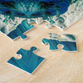 Blue Aqua Mandala Rosette Retro Hippie Puzzle (Seite)