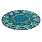Blue Aqua Mandala Rosette Retro Hippie Schneidebrett (Ecke)