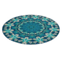 Blue Aqua Mandala Rosette Retro Hippie