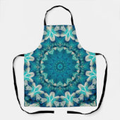 Blue Aqua Mandala Rosette Retro Hippie Schürze (Vorderseite)