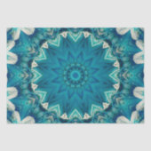 Blue Aqua Mandala Rosette Retro Hippie Seidenpapier (Vorderseite)