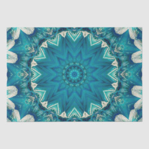 Blue Aqua Mandala Rosette Retro Hippie Seidenpapier