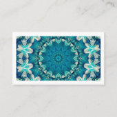Blue Aqua Mandala Rosette Retro Hippie Visitenkarte (Vorderseite)
