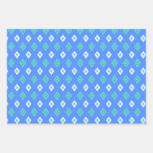 Blue, Aqua & Mint Tribal Diamond Ikat Muster Geschenkpapier Set (Vorderseite 3)