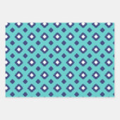Blue, Aqua & Mint Tribal Diamond Ikat Muster Geschenkpapier Set (Vorderseite)