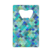 Blue Aqua Moroccan Mosaic Geldbeutel Flaschenöffner (Vorderseite)