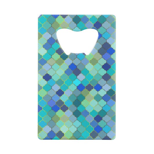 Blue Aqua Moroccan Mosaic Geldbeutel Flaschenöffner (Rückseite)