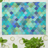 Blue Aqua Moroccan Mosaic Geschirrtuch (Gefaltet)