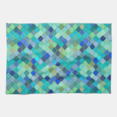 Blue Aqua Moroccan Mosaic Geschirrtuch (Horizontal)