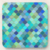 Blue Aqua Moroccan Mosaic Getränkeuntersetzer (Vorderseite)