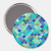 Blue Aqua Moroccan Mosaic Magnet (Vorderseite/Rückseite)