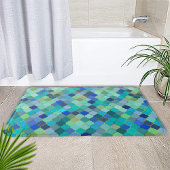 Blue Aqua Moroccan Mosaic Pattern Badematte
