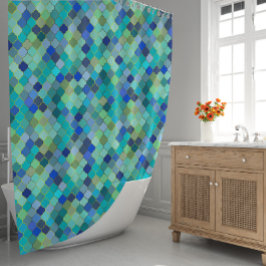 Blue Aqua Moroccan Mosaic Pattern Duschvorhang