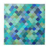 Blue Aqua Moroccan Mosaic Pattern Fliese (Vorderseite)