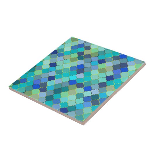 Blue Aqua Moroccan Mosaic Pattern Fliese (Seite)
