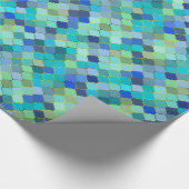 Blue Aqua Moroccan Mosaic Pattern Geschenkpapier (Ecke)