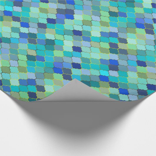 Blue Aqua Moroccan Mosaic Pattern Geschenkpapier (Ecke)