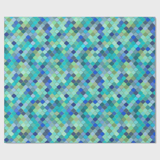 Blue Aqua Moroccan Mosaic Pattern Geschenkpapier (Flach)