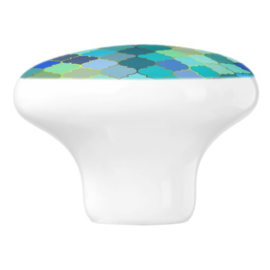 Blue Aqua Moroccan Mosaic Pattern Keramikknauf (Seitenansicht)