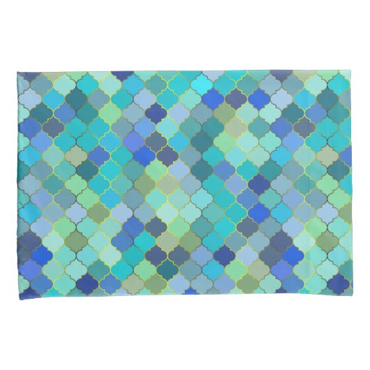 Blue Aqua Moroccan Mosaic Pattern Kissenbezug (Vorderseite-Rechts)