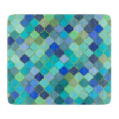 Blue Aqua Moroccan Mosaic Pattern Schneidebrett (Vorderseite)