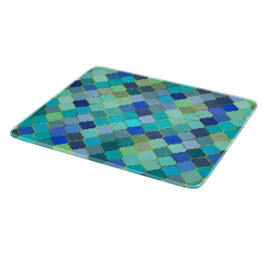 Blue Aqua Moroccan Mosaic Pattern Schneidebrett (Ecke)