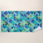 Blue Aqua Moroccan Mosaic Pattern Strandtuch (Vorderseite)