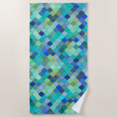 Blue Aqua Moroccan Mosaic Pattern Strandtuch (Vorderseite)