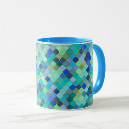 Blue Aqua Moroccan Mosaic Pattern Tasse