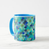 Blue Aqua Moroccan Mosaic Pattern Tasse (Vorderseite Links)