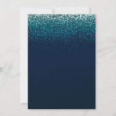Blue Aqua Navy Glitzer Sparkle Moderne Verlobung Einladung (Rückseite)