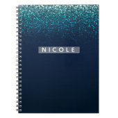 Blue Aqua Navy Glitzer Sparkle Modernes Girly Glam Notizblock (Vorderseite)