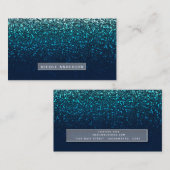 Blue Aqua Navy Glitzer Sparkle Modernes Glam Chic Visitenkarte (Vorne/Hinten)