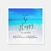 Blue Aqua Ocean Beach Coastal Hochzeitsveranstaltu Serviette (Vorderseite)