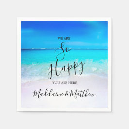 Blue Aqua Ocean Beach Coastal Hochzeitsveranstaltu Serviette