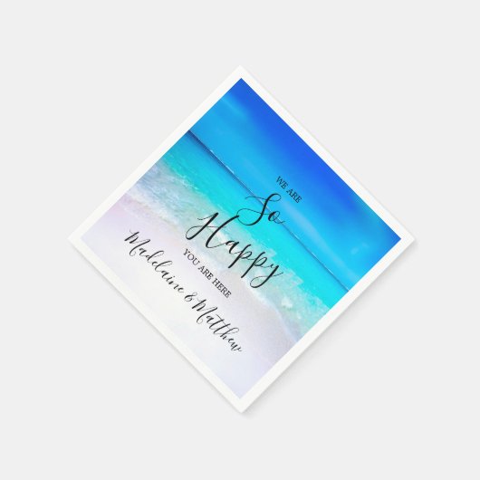 Blue Aqua Ocean Beach Coastal Hochzeitsveranstaltu Serviette (Ecke)