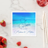 Blue Aqua Ocean Coastal Beach Hochzeitsfeier Verlo Serviette (Beispiel)