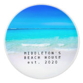 Blue Aqua Ocean Custom Coastfamilie Keramikknauf (Vorderseite)