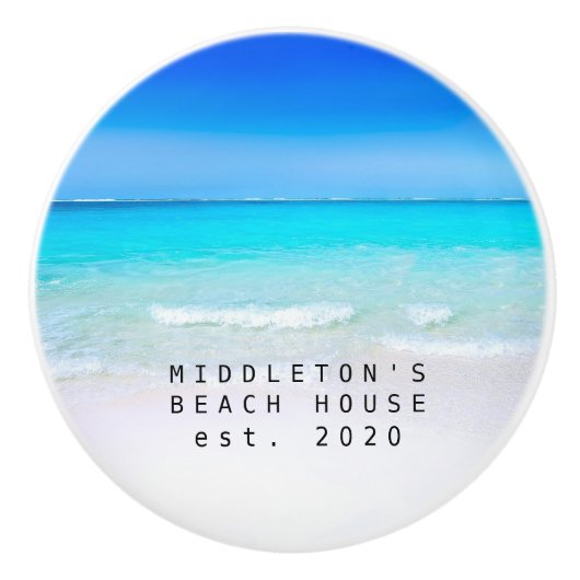 Blue Aqua Ocean Custom Coastfamilie Keramikknauf (Vorderseite)