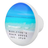 Blue Aqua Ocean Custom Coastfamilie Keramikknauf (Rechts)