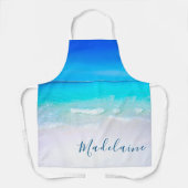 Blue Aqua Ocean Sea Beach Coasta Persönlicher Name Schürze (Vorderseite)