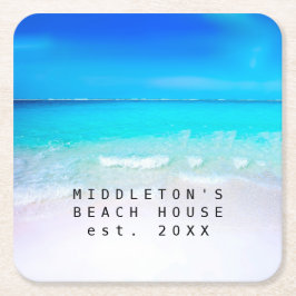 Blue Aqua Ocean Sea Beach Privatfamilie Rechteckiger Pappuntersetzer