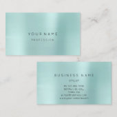Blue Aqua Pearly Abstrakt Minimalseide Metallic Visitenkarte (Vorne/Hinten)